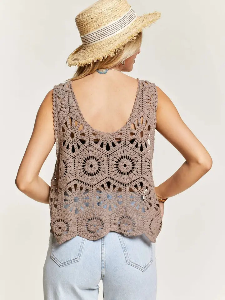 Mocha Crochet Top