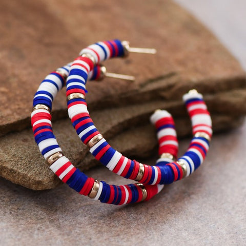 Americana Red White Blue Bead Earrings