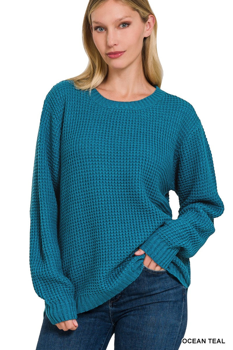 Waffle Blue Sweater