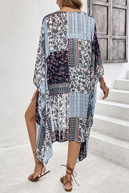 Retro Floral Kimono in Blue (FINAL SALE ITEM)