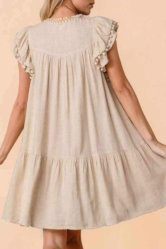 Flower Power Tiered Midi Embroidered Ruffle Dress