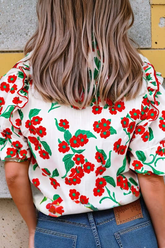 Fun Floral Ruffle Top(FINAL SALE ITEM)