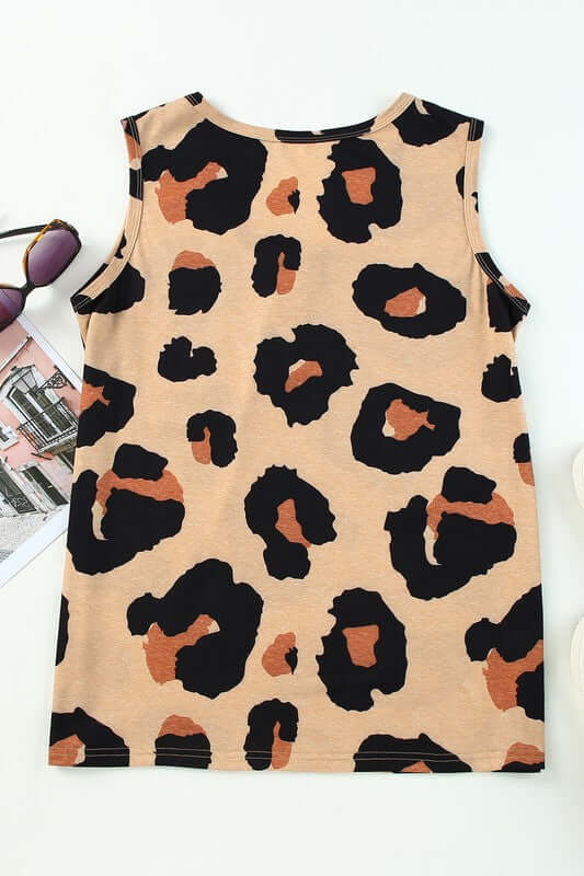 Get A Little Wild Leopard Tank Sleeveless New Arrival Snap Button Front