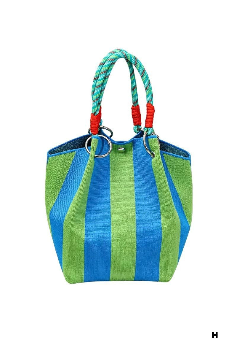 Green Blue Stripe Tote