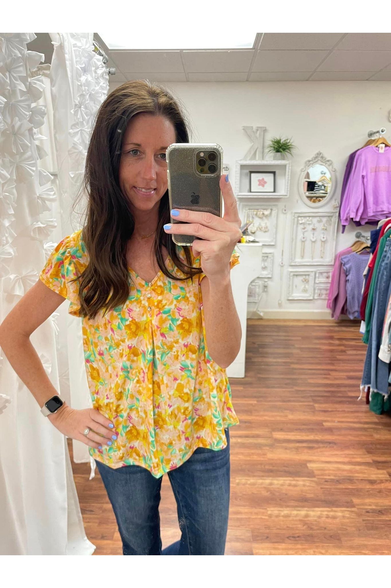Butterfly Sleeve Yellow Top (FINAL SALE ITEM)