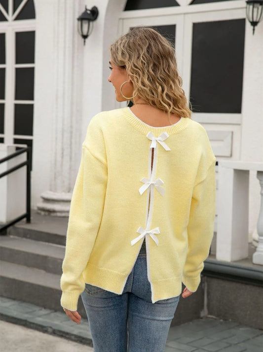 Yellow Bow Back Sweater
