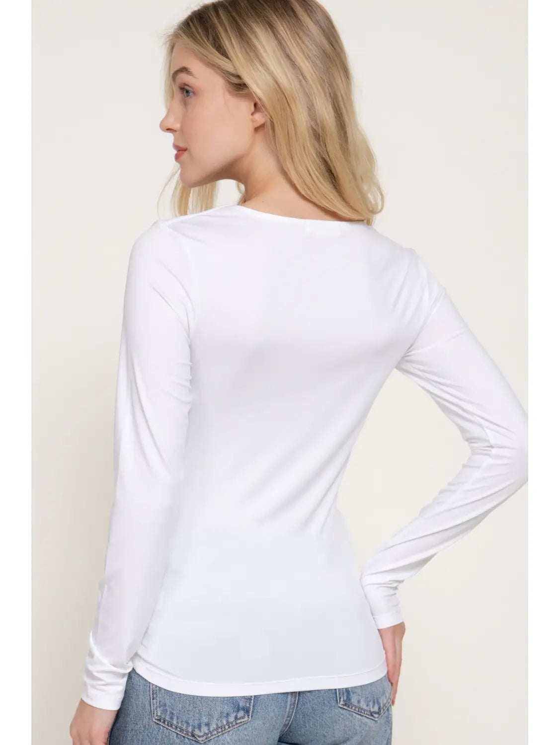 White Square Neck Top