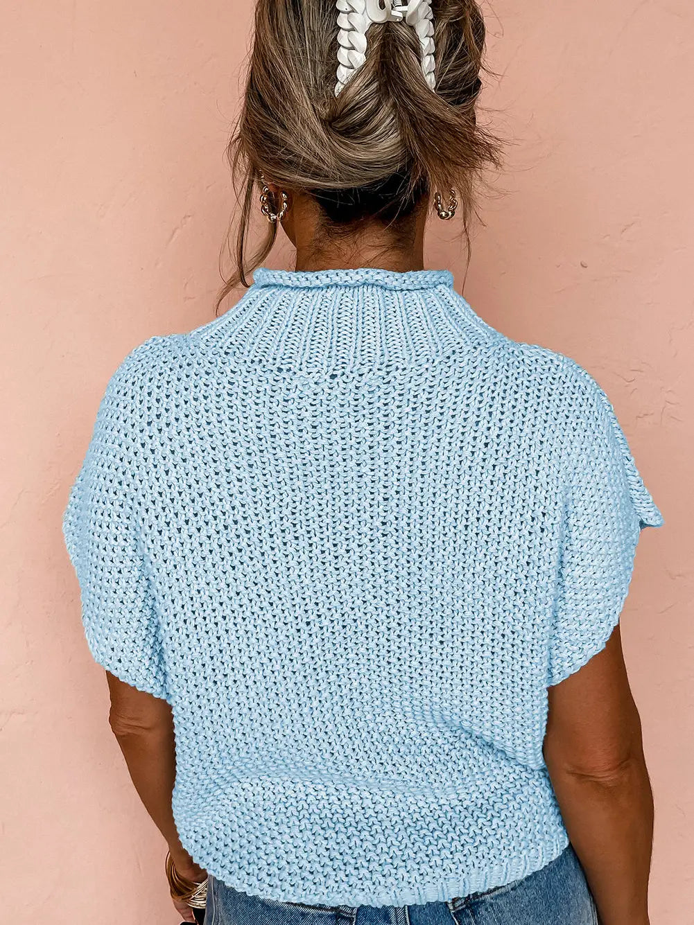 High Neck Bat Sleeve Top