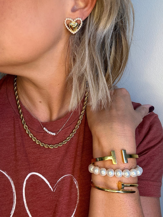 Pearl and Gold Hearts