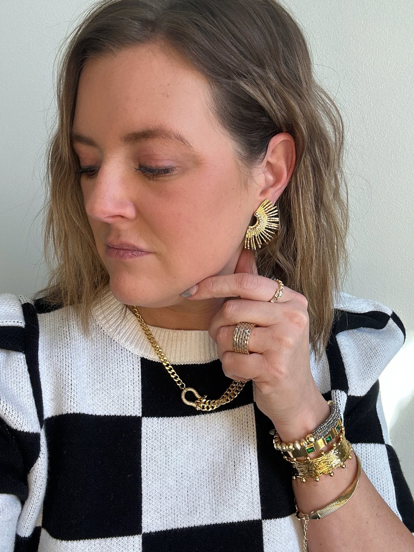 Fanning in Gold Earrings