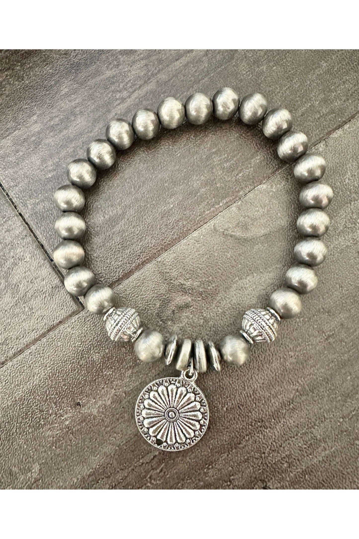 Beaded Western Flower Bracelet Silver Accessories