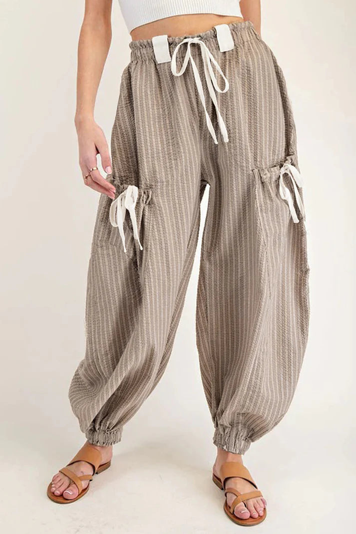 Brown Stripe Seersucker Pants