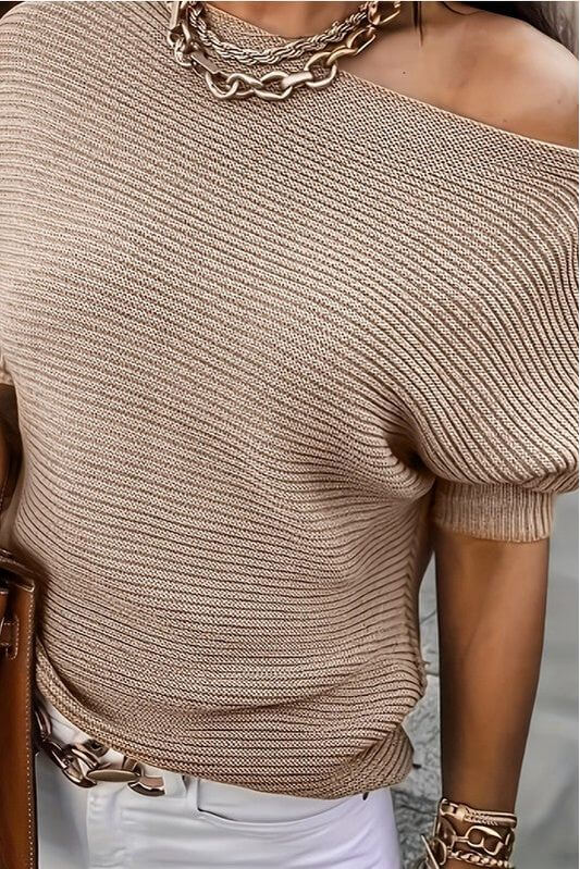 Knit One Shoulder Ribbed Top