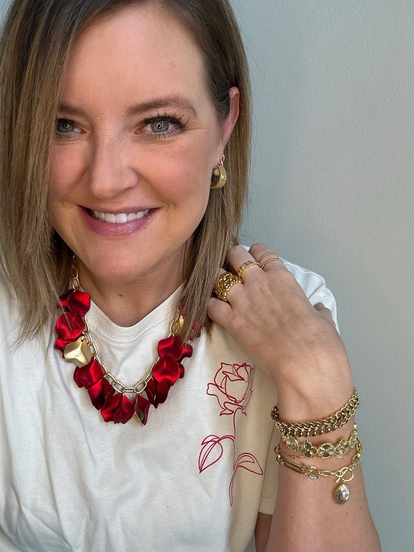 Flower Petal Red Necklace