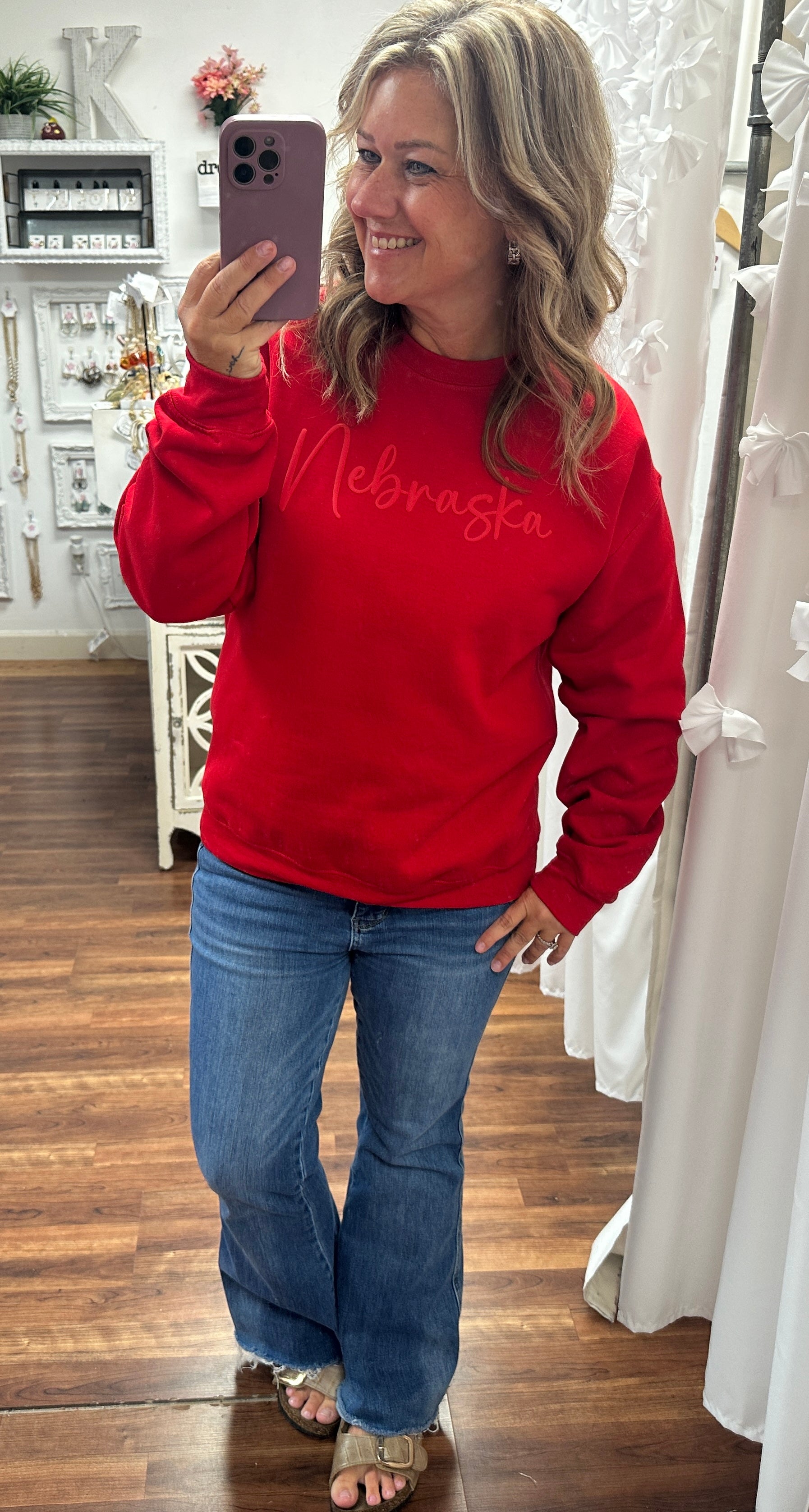 Nebraska Puff Print Crewneck