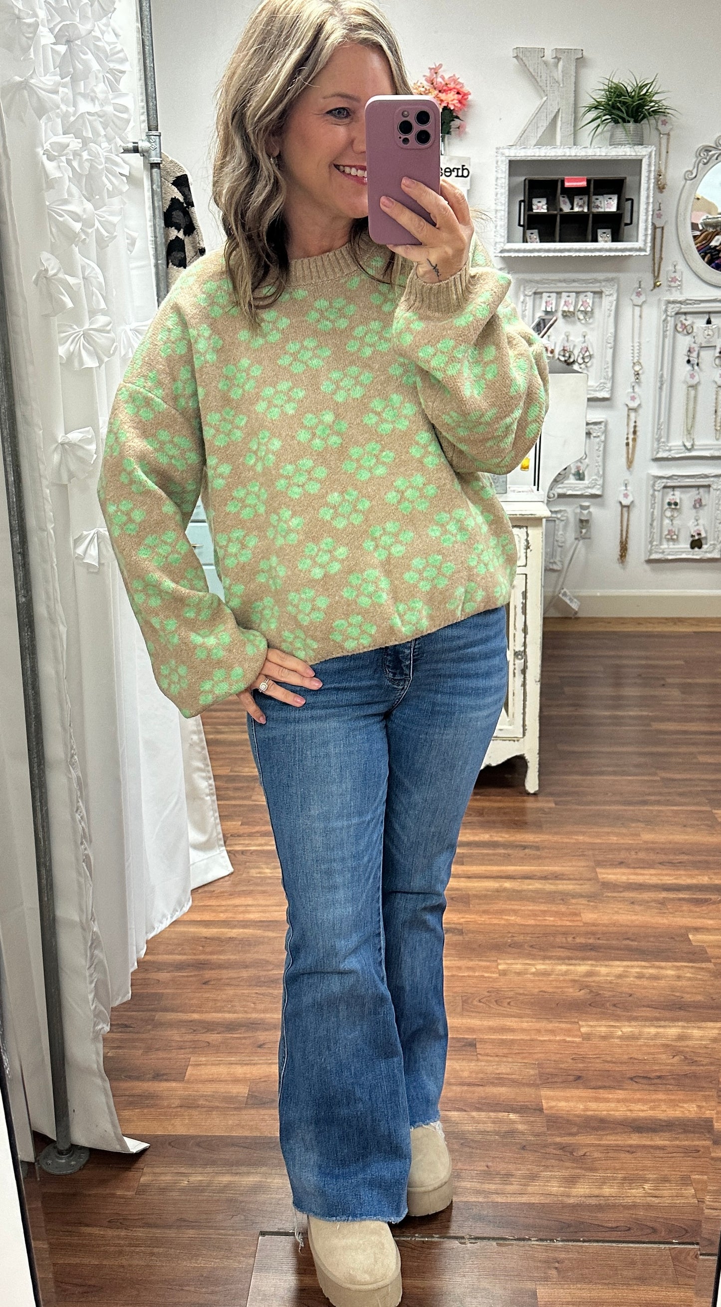 Khaki Bloom Sweater