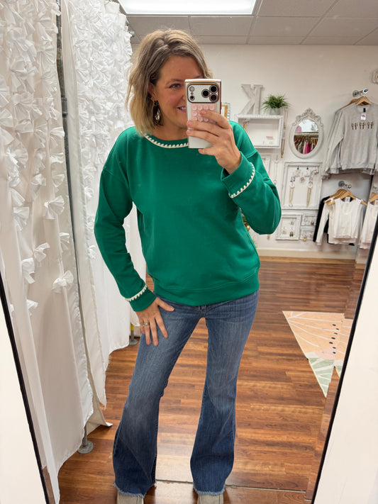 Green Stitched Sweatshirt