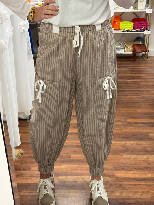Brown Stripe Seersucker Pants