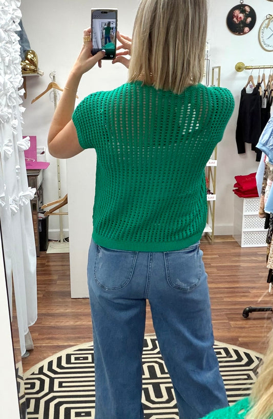 Crochet Green Knit Top