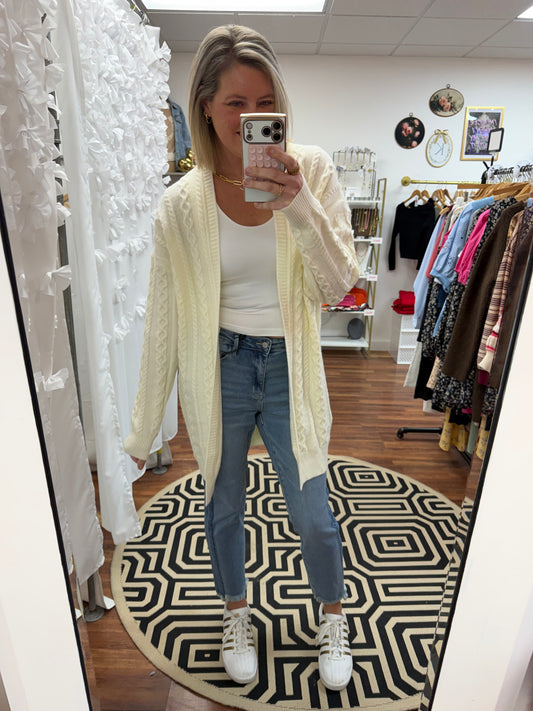 Cream Cable Knit Cardigan