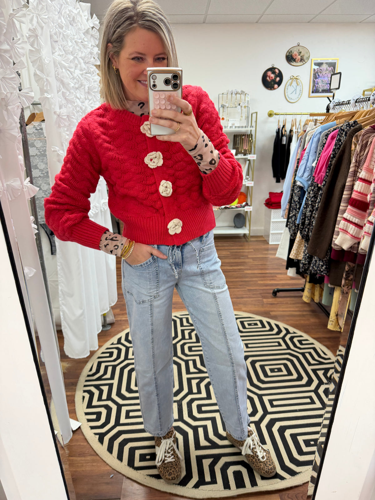 Flower Button Sweater(FINAL SALE ITEM)