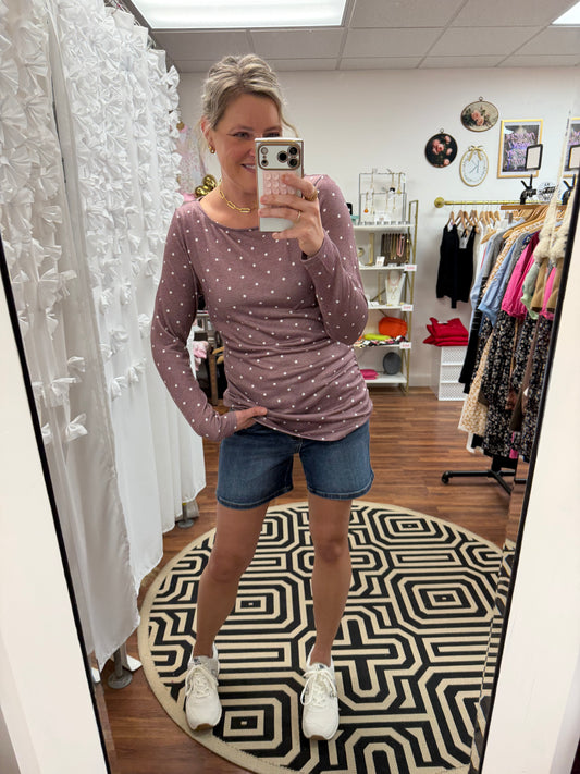 Boat Neck Polka Dot Top