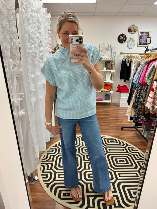 High Neck Bat Sleeve Top