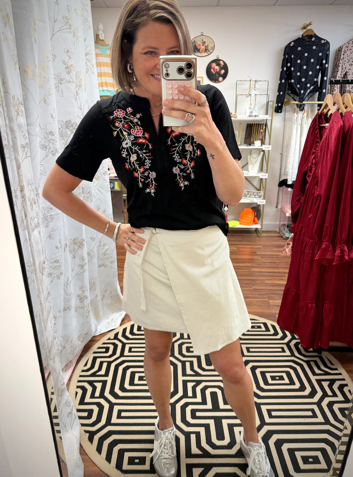 Wrap Stripe Mini Skirt