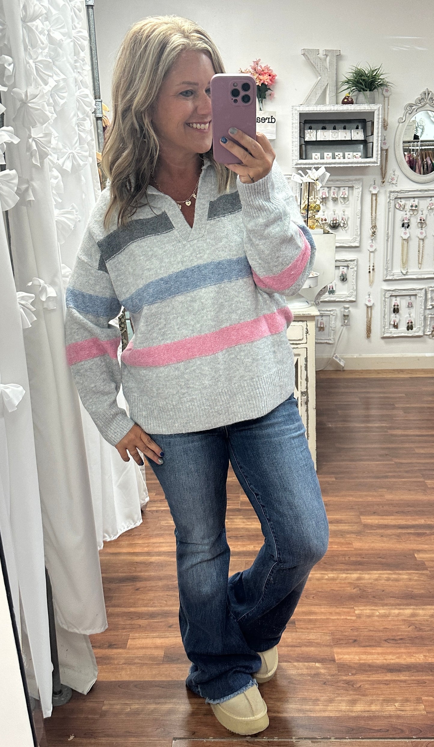 Silver Lining Striped Pullover FINAL SALE ITEM