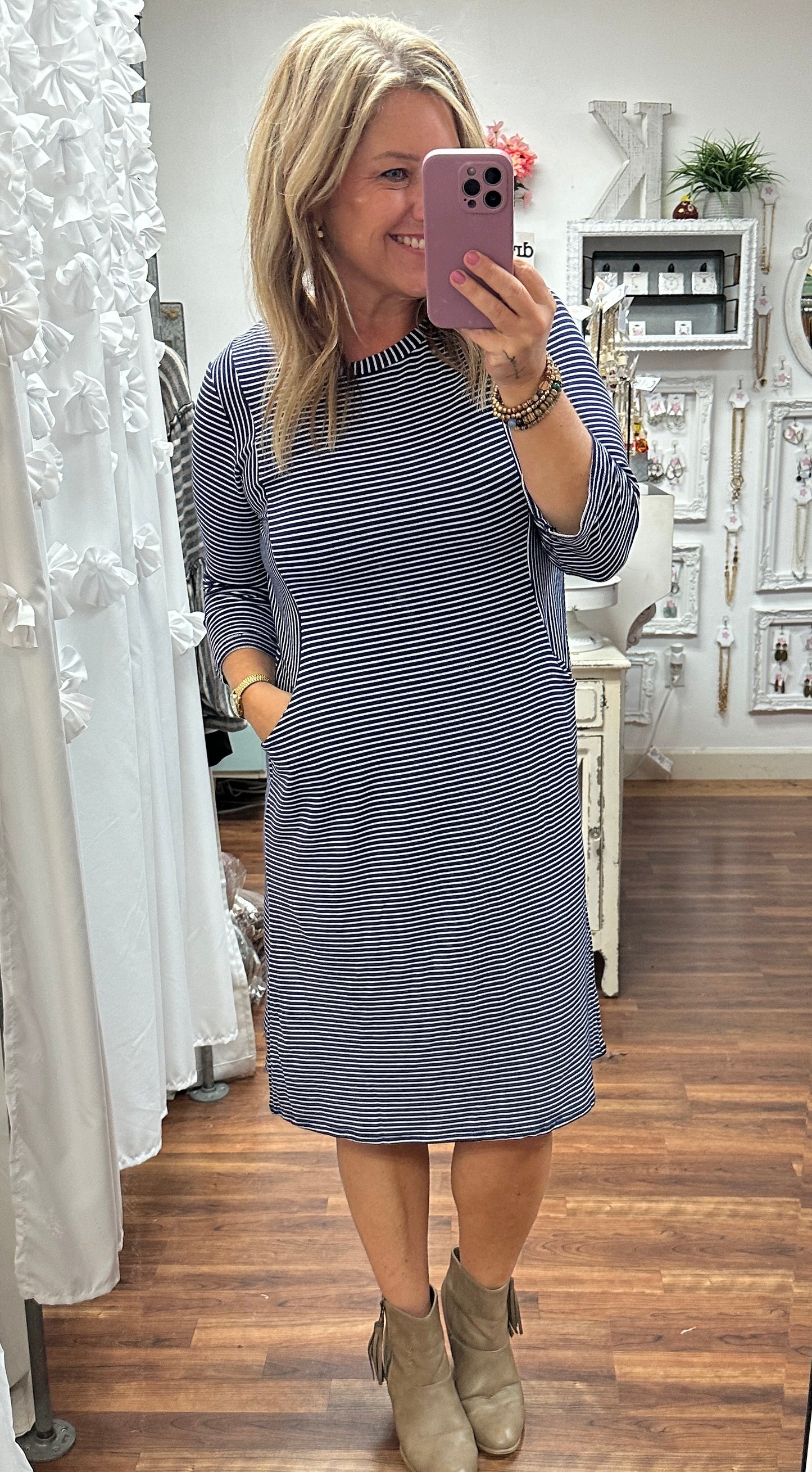 Harbor Breeze Pinstripe Pocket Dress