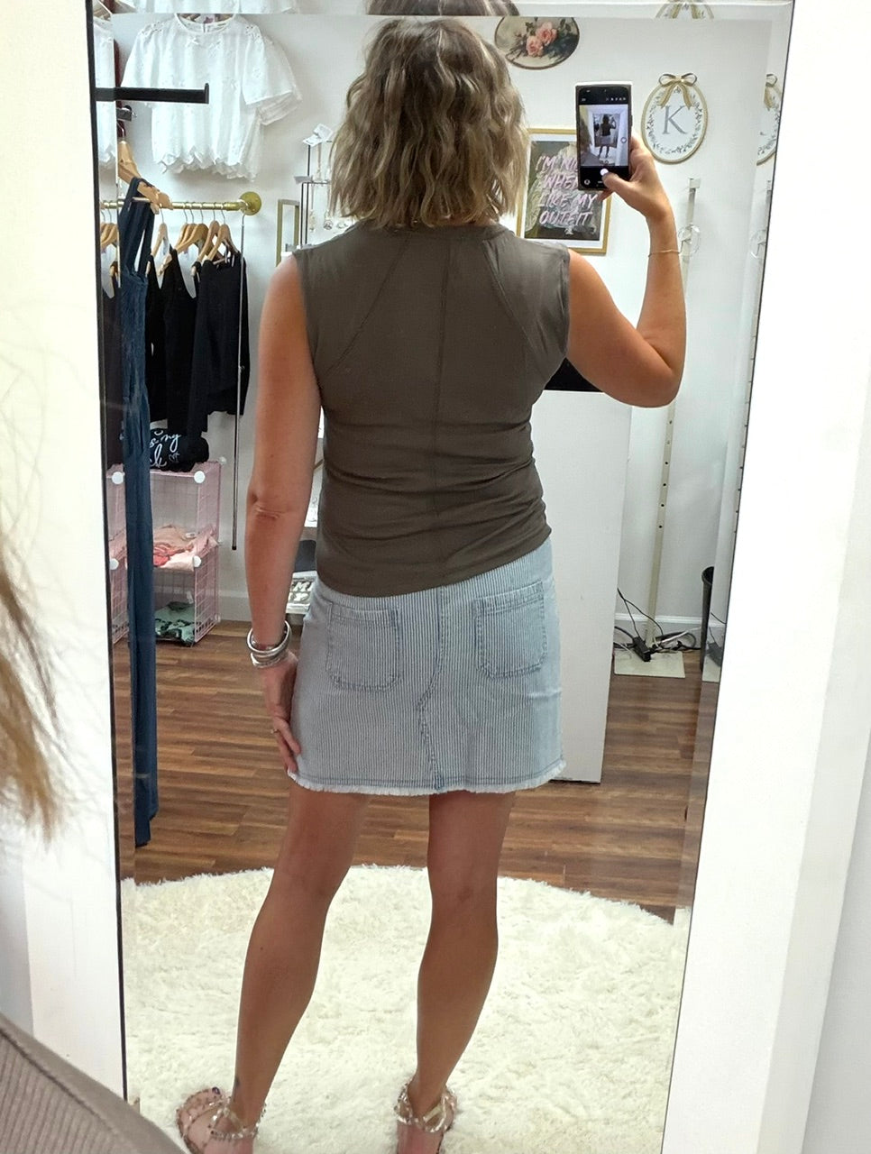Truffle Ribbed Henley Snap Top