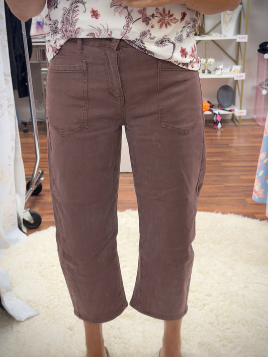 Coffee Brown Barrel Pants