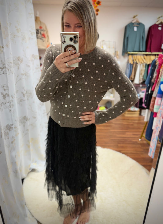 Black Elastic Mesh Skirt