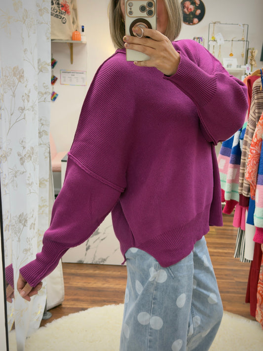 Mock Neck Side Slit Sweater