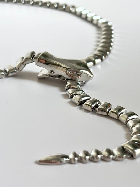 Y Snake Silver Necklace