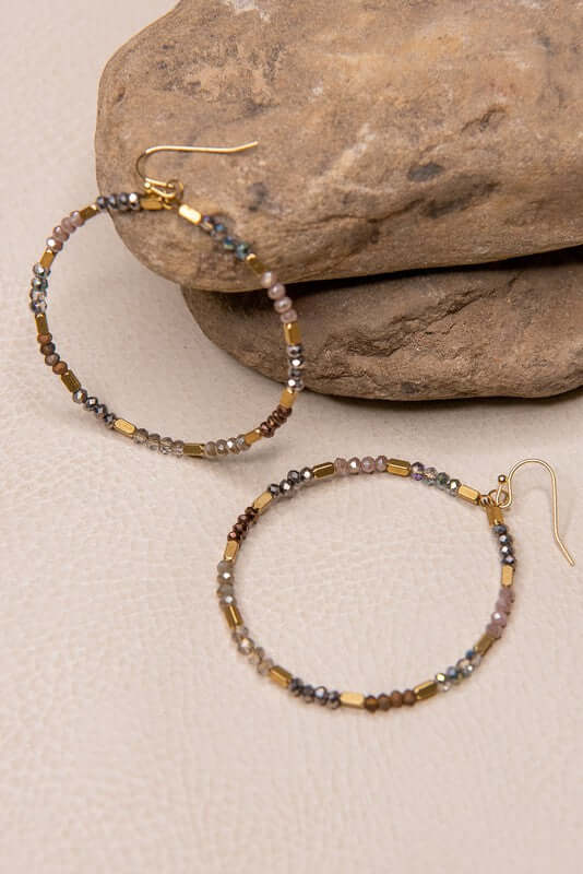 Fishhook beaded dangle hoops. Lightweight