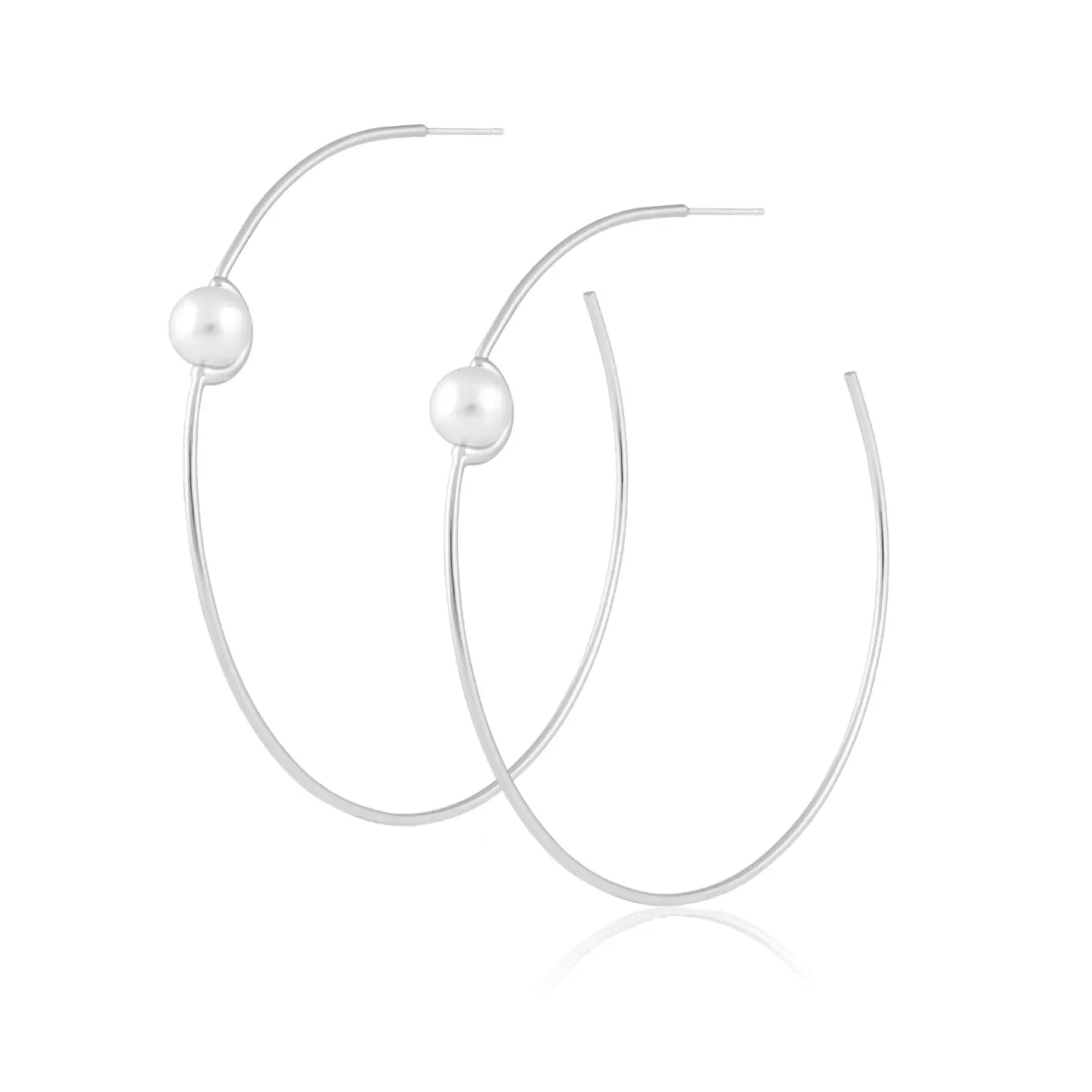 Pearl Silver Hoop