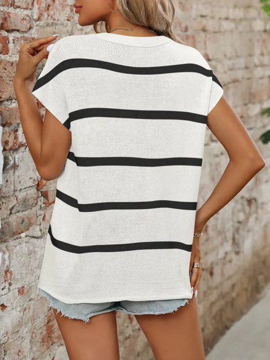 Black White Stripe Top