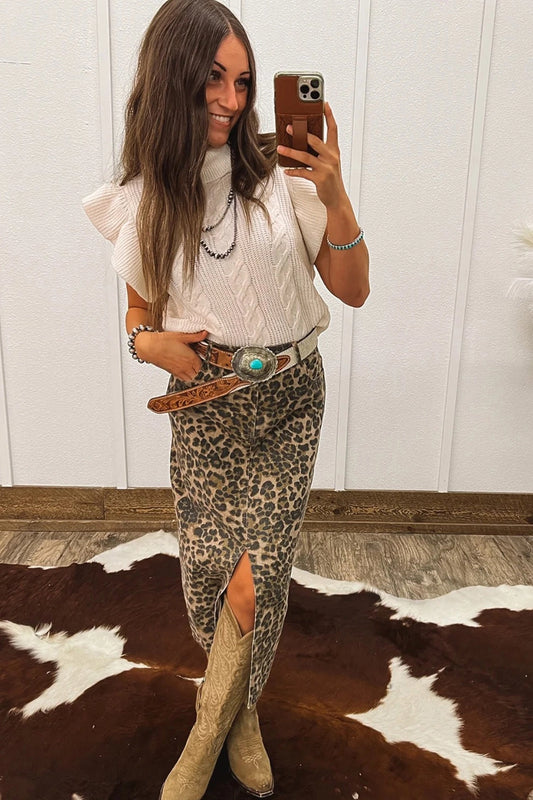 Cable Knit Ruffle Sleeve