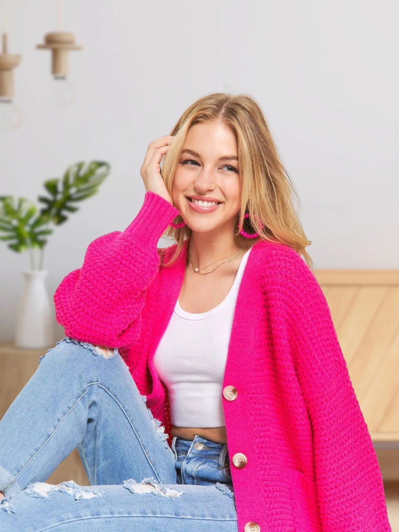 Pink Knit Cardigan