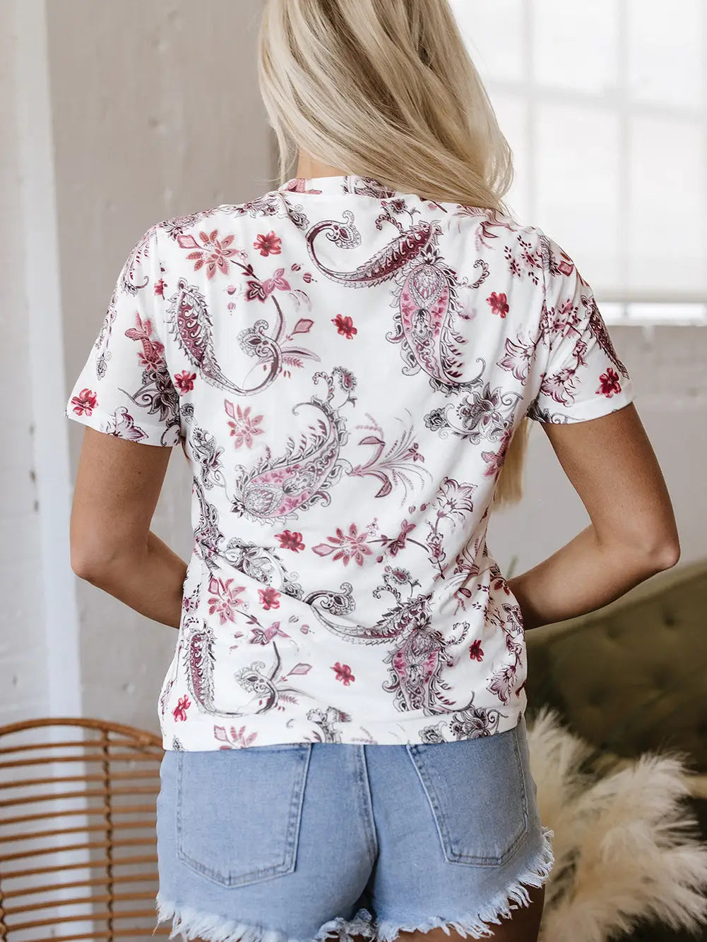 Paisley Short Sleeve Top