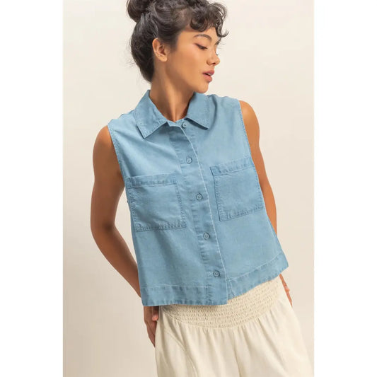 Button Up Collar Top