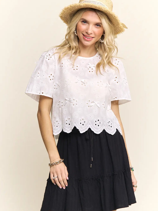 Eyelet Scallop White Top