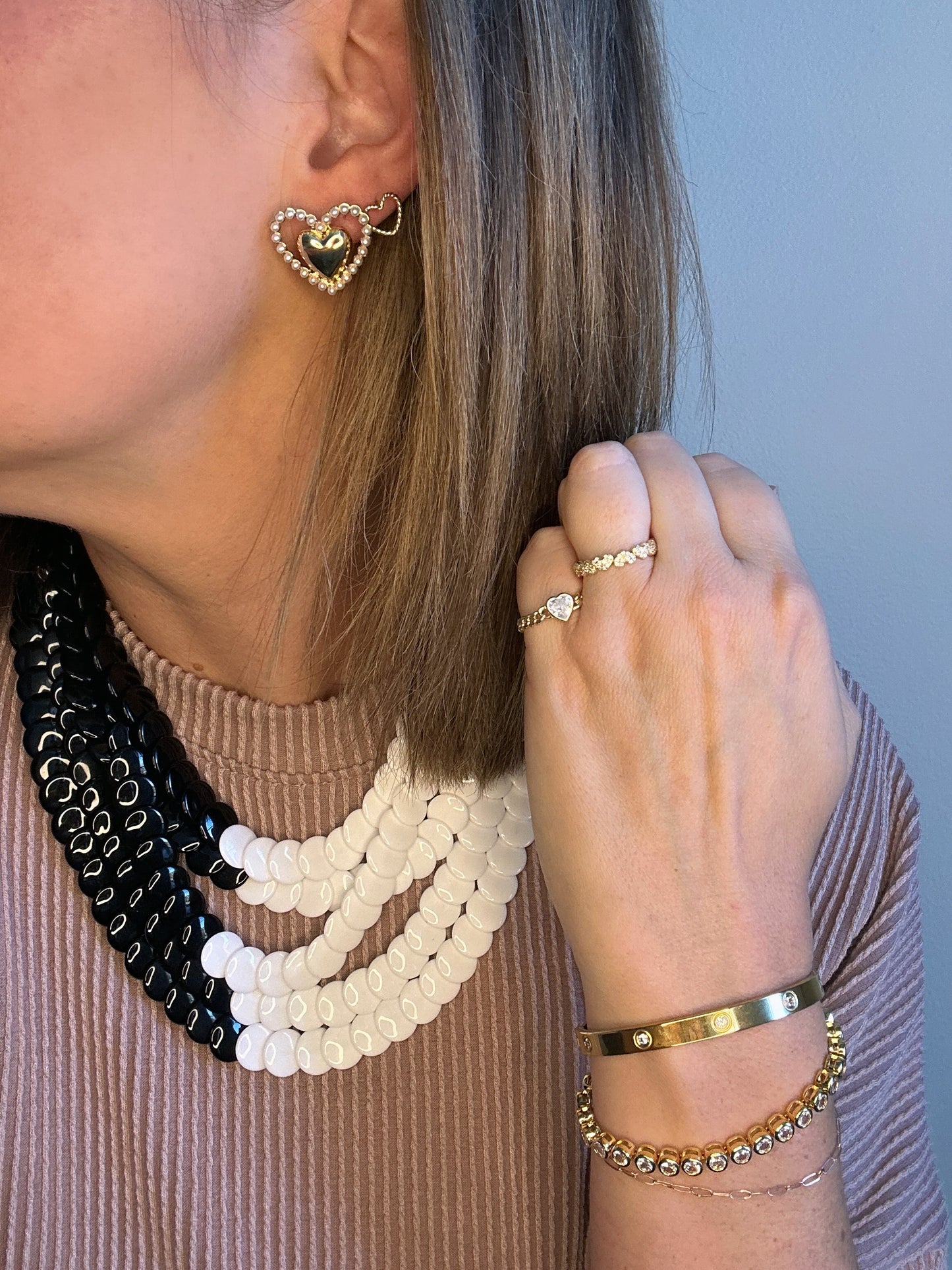 Pearl and Gold Hearts