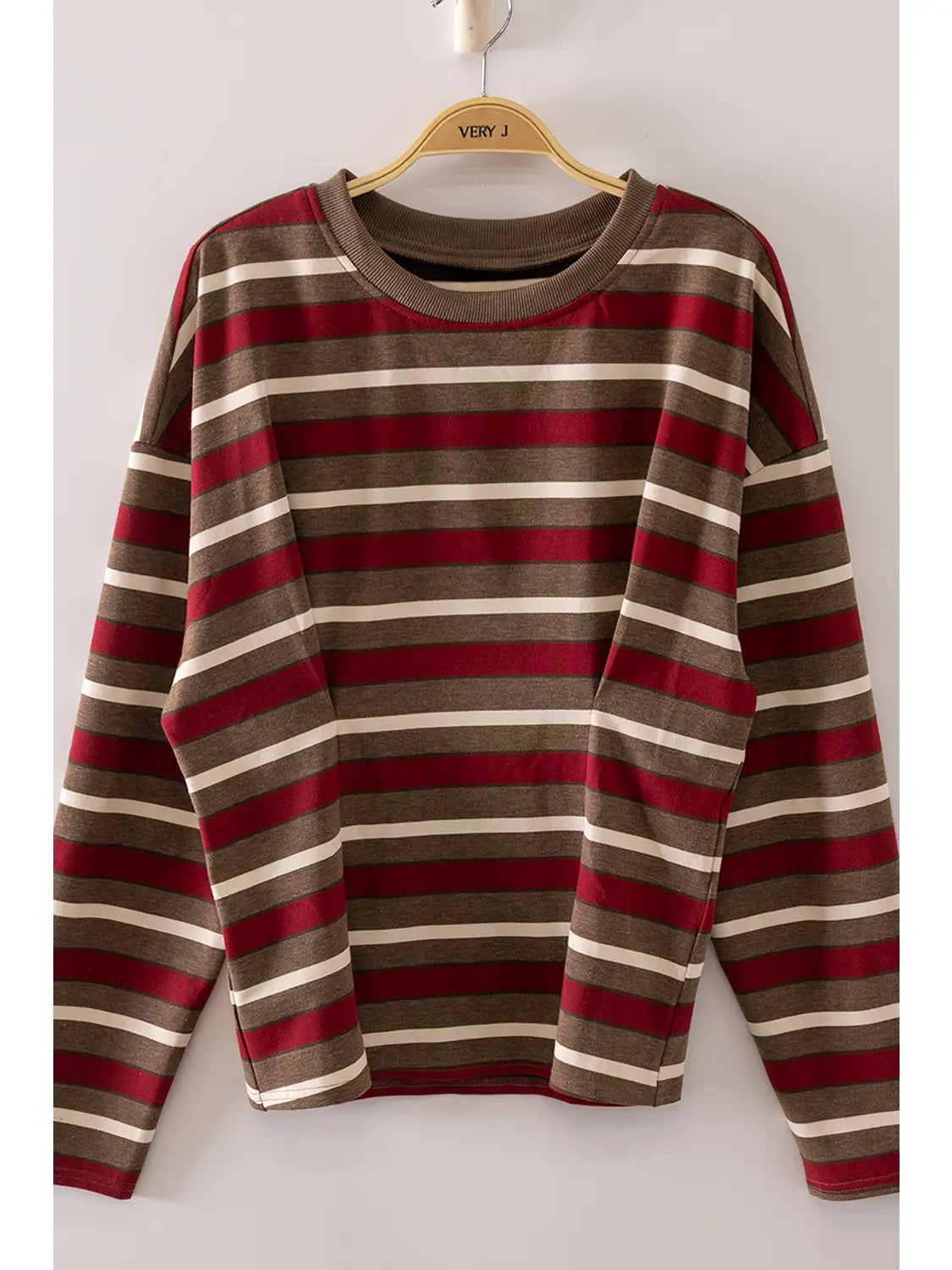 Brown Stripe Pleated Top