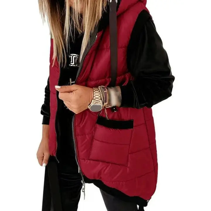 Red Black Hooded Vest