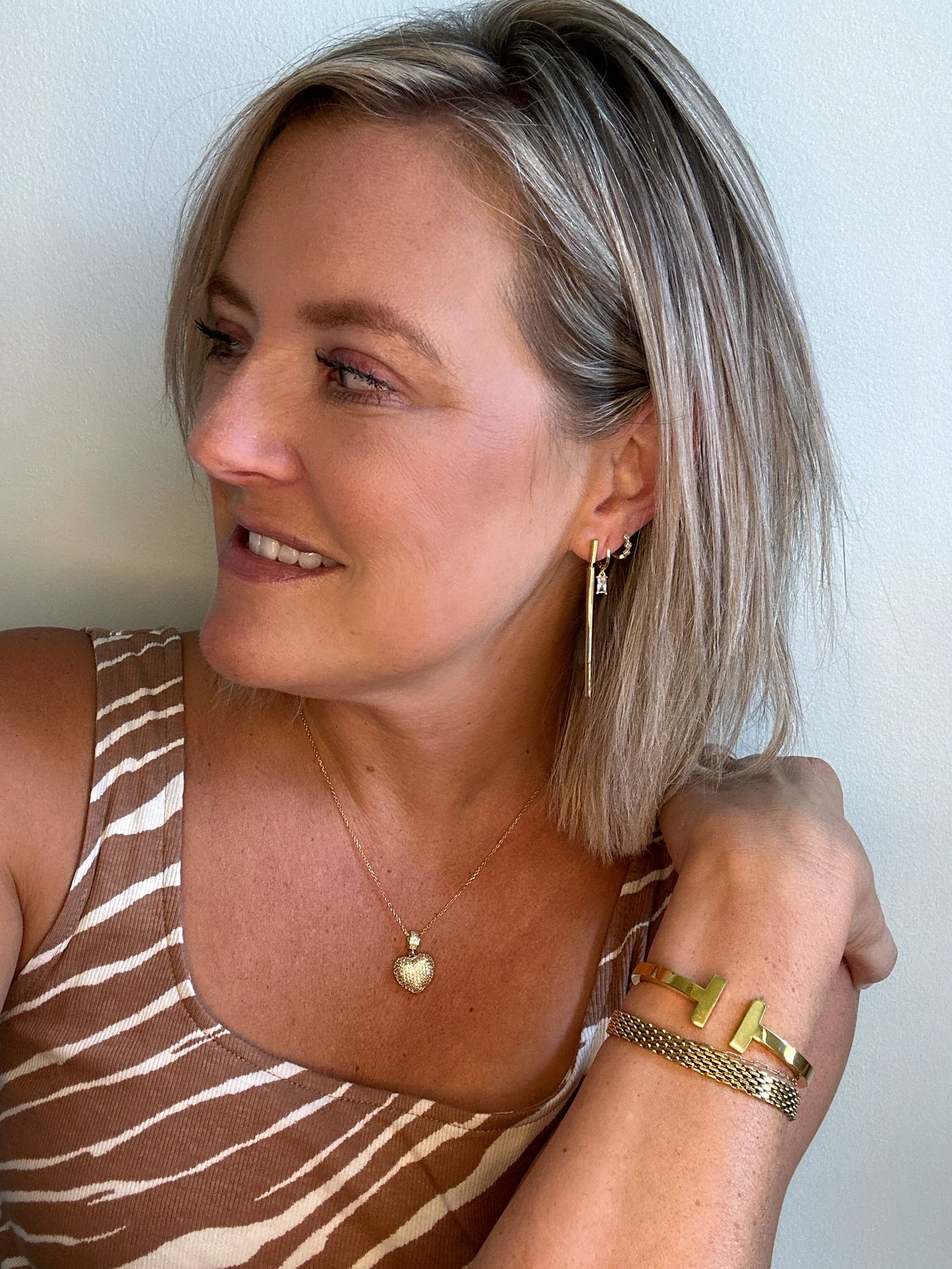 Sophie Gold Baguette Diamond Huggie