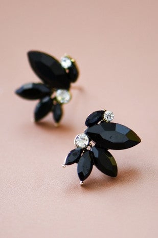 Black Crystal Stud Earrings