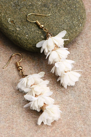 Boho Flower Drop Earrings in White