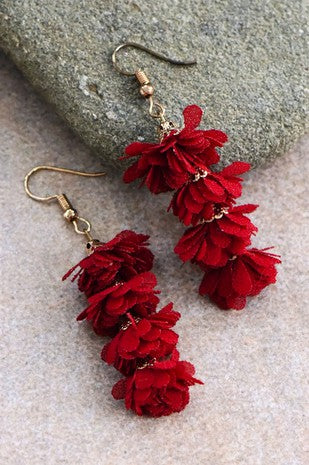 Boho Flower Drop Earrings in Red